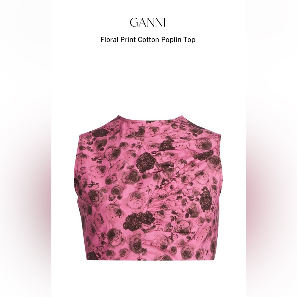 GANNI floral print cotton poplin top